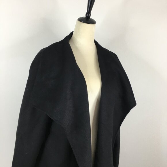 T TAHARI Black Hand Made Wool Blend Large Lapel/Collar Open Front Coat Jacket - Picture 5 of 10